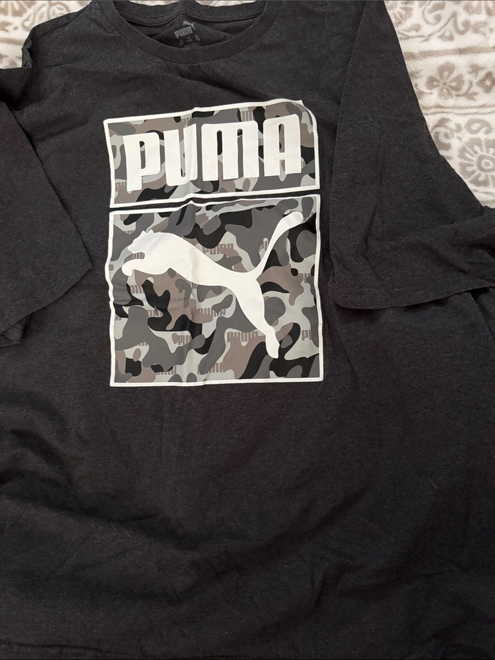 Puma Black Short-Sleeve Tee with Gray Camo Logo